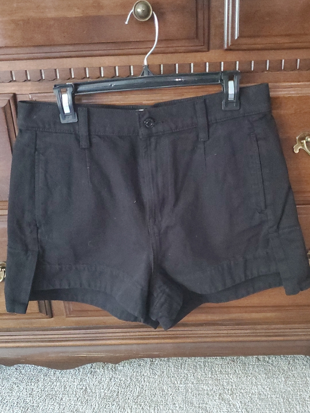 7 For All Mankind Black High-Waist Step Hem Shorts